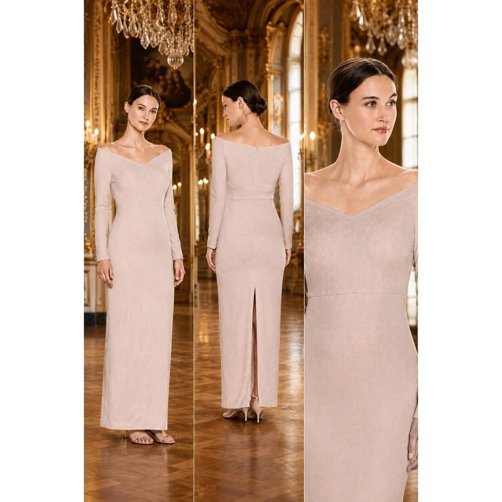 Calvin Klein sz 12 Ribbed Metallic Thread Gown with w/Bra NWT ** c/o see photos